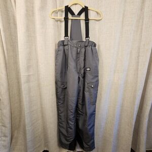 CB Sports Snow Bibs‎ Youth 18/20 Gray Suspenders Detachable Pockets Skiing
